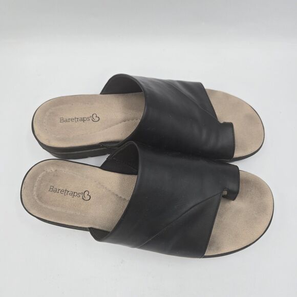 Baretraps Ravin Thong Sandals Womens Size 7.5 M Black Slide Faux Leather Robbie - Picture 10 of 10